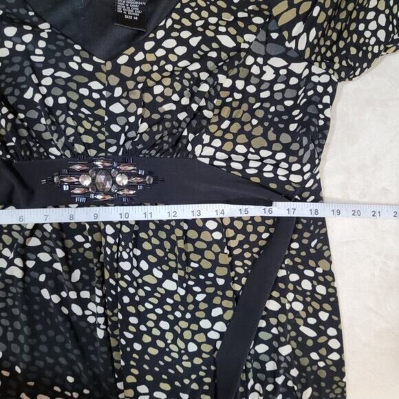 S.L. Fashions Pebble Pattern‎ Dress with Rhinestone Waist Belt - Size 14 - Picture 7 of 8